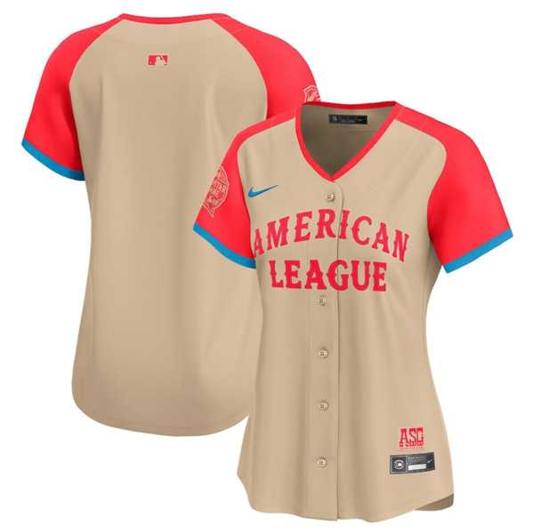 Womens American League Blank Cream 2024 All-Star Limited Stitched Baseball Jersey(Run Small)